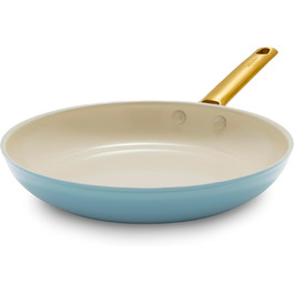 GreenPan Padova Reserve сковорода з керамічним антипригарним покриттям Hartelox, 24 см, індукційна, без PFAS, золотий ручка, для посудомийної машини, для духовки, димчасто-блакитна