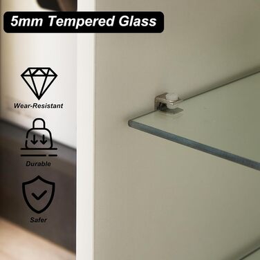 Тумба під телевізор CLIPOP Hochglanz Weiß з LED-підсвіткою, 130x34x57 см - ТВ тумба з скляною полицею для вітальні