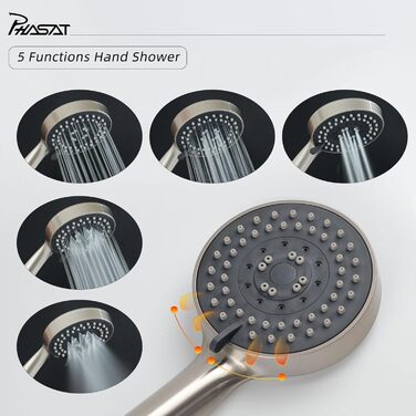 Набір змішувач для ванни PHASAT з витяжною лійкою, чорний, настінний монтаж, PTBB13E (довга лійка, нікель B)