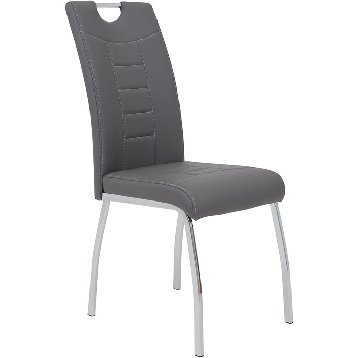 Стілець для їдальні Andrea, штучна шкіра, хромоване коліщатко, сірий (2 шт., 100x43x64 см)