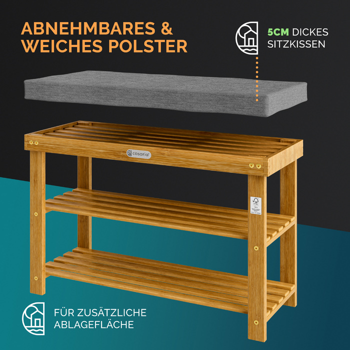 Лавка для взуття FSC® сертифікована деревина акації 70x33x48см
