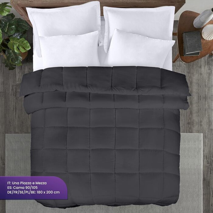 Ковдра Utopia Bedding для цілорічного використання, 370 GSM, дихаюча, стеганий, супер м'яка (білий) 180 x 200 см, сірий
