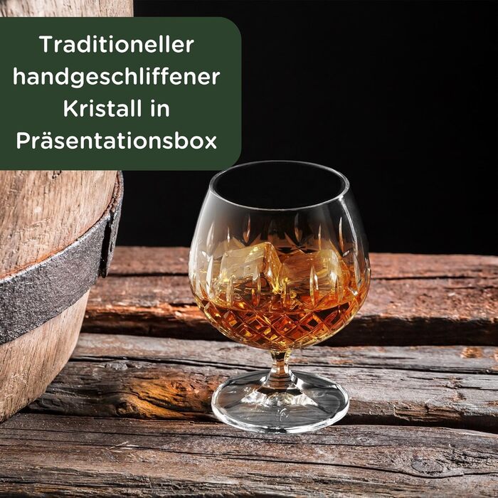 Склянка для коньяку та бренді Wicklow 250 мл – склянка-сніфтер з безсвинцевого кришталю з важким дном та подарунковою упаковкою