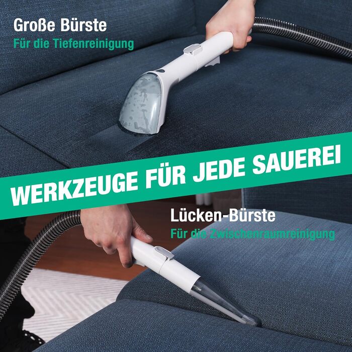 HAUSHOF StainZapper Pro: Миючий пилосос для килимів та меблів, 450W, 12kPa, 1.5+0.8L, з миючим засобом та щіткою для швів. Ефективний видалення плям з килимів, диванів, меблів та авто. Модель HH23111