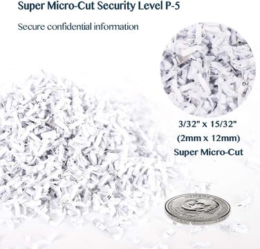 Шредер документів WOLVERINE P5, 8 листів, високої безпеки, для паперу та кредитних карток, тихий, 17л, білий SD9101