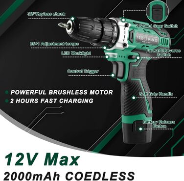 Набір інструментів TLGREEN з акумуляторною викруткою 12V, 138 предметів: для ремонту, побуту та DIY