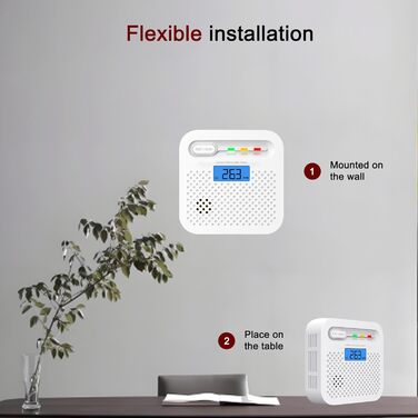 Детектор чадного газу CO з цифровим дисплеєм, портативний, для дому, авто, подорожей, офісу, ресторану, готелю (WiFi, 4 шт.)