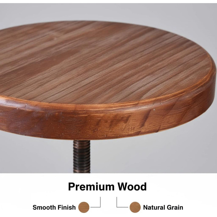 Табурет Topower для кухні в стилі ретро/вінтаж, з дерева, поворотний, регульована висота (мідний)