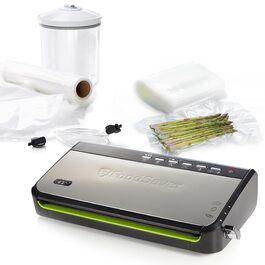 Вакууматор для продуктів Foodsaver FFS005X з вбудованим відсіком для рулонів, режимом для делікатних продуктів та набором пакетів