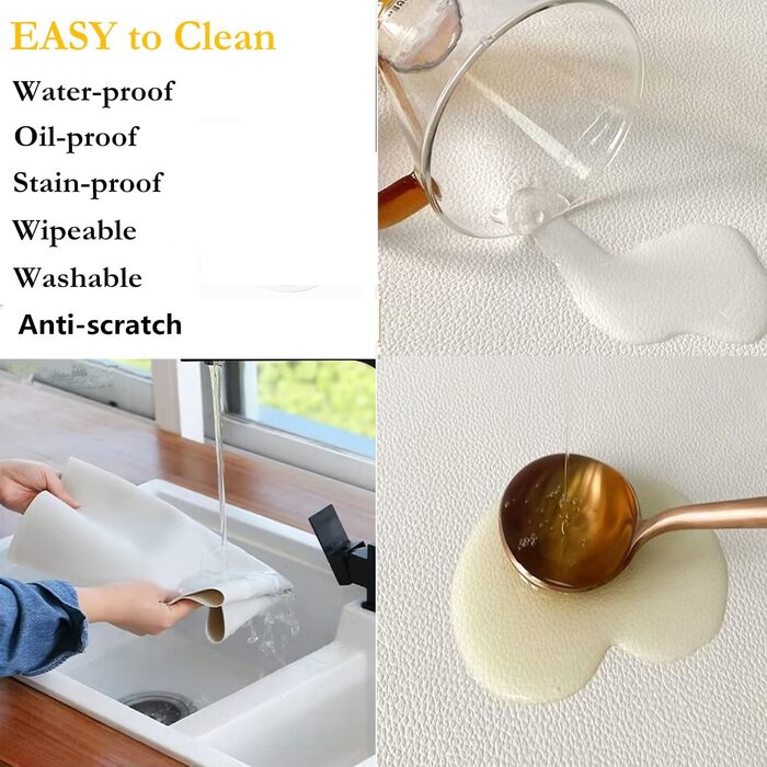 Набір тканих серветок з екошкіри для столу, водонепроникні, стійкі до бруду та тепла, можна мити, PU серветки для кухні та декору (кремовий, 6 шт.)