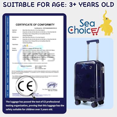 Набір дитячих валіз Sea choice легка ручна поклажа, жорстка оболонка, 4 колеса, TSA, 53x34x21см, темно-синій