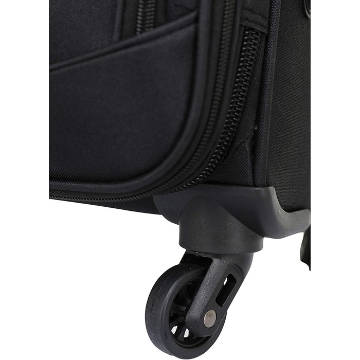 Набір валіз Beibye з тканини, чорний: ручна, з кишенями та розширенням