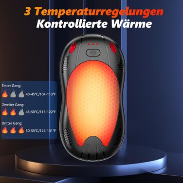 Електричні нагрівачі для рук FANDLISS з магнітом, 10000mAh, 2 шт. - нагрів з обох сторін, USB, 3 режими, для активного відпочинку, подарунок