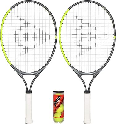 Тенісна ракетка Dunlop 2 x CV Team Junior (48,3 см, 53,3 см, 58,4 см і 63,5 см) з захисним чохлом і м'ячами на вибір (2 x 58,4 см м'ячі Penn.)