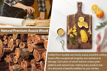 Обрізні дошки XINZUO з акації (35x25x2.6 см) - дерев'яне кухонне рішення з антиковзаючими ніжками та зручним ручним захватом