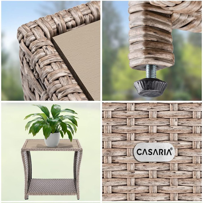 Журнальний столик Casaria Poly Rattan з WPC, 45x45x40 см, 80 кг, Стійкий до погодних умов, Відкритий, Кремовий