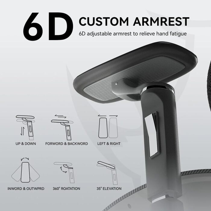 Крісло офісне MUSSO H80 Pro з ергономічною спинкою, сітчасте, з підтримкою попереку, регульовані підлокітники, підставка для ніг, темно-сіре