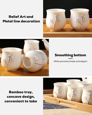 Японський чайний сервіз DUJUST з порцеляни, унікальний китайський чайний сервіз, колір білий