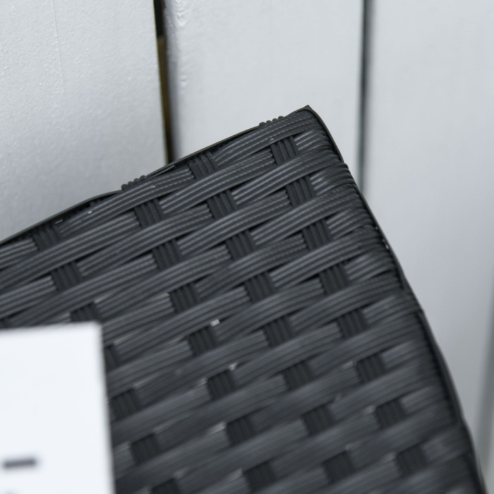 Столик для балкона/саду, приставний столик, садові меблі, напівкругла форма, поліротанг, металевий каркас, чорний колір, розміри 100 x 50 x 74 см