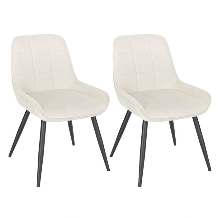 Крісла для обідньої зони WOLTU (2 шт.), м'які крісла для кухні, акцентні крісла для вітальні, спальні, кухні, ергономічні крісла з підлокотниками, BH331ts-2 (кремово-білий, велюр)