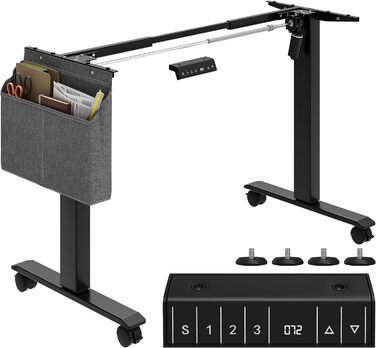 Електричний стіл з регулюванням висоти, 2 USB, розетки, 120x60x(72-120) см, зрощувальна дошка, ручне управління з пам'яттю, сидячий/стоячий стіл, коліщатка на 360