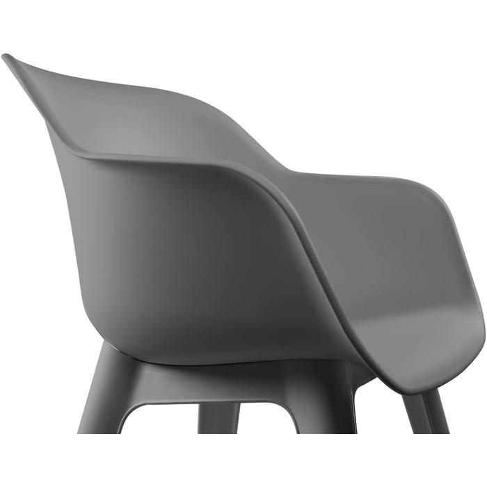 Садові крісла Allibert Akola 2 шт, пластик, 56.7x55.8x80.1 см, чашоподібна форма, для саду, тераси або їдальні, світло-сірі