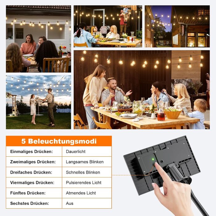 Ланцюжок прикрас Kawaya 10м LED, зовнішній, для саду, тераси, балкону, IP65, вологостійкий, тепле світло