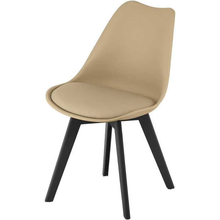 Обідні стільці - Чорні, з м'яким сидінням з екошкіри, поліпропіленові ніжки, сучасний дизайн, набір 4 шт.