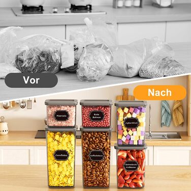 Набір контейнерів для зберігання продуктів 18 шт. з кришкою, герметичні, для кухні, антрацит (до 2,5л)