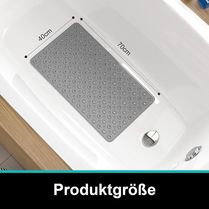 Нековзний килимок для ванної 70x40 см, стійкий до цвілі, можна прати в пральній машині, без BPA та латексу, сірий