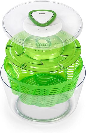 Вращатель для салату Cyliss E940017, пластик, сушарка для салату, включаючи салатницю, технологія Aquavent, (зелений, великий, Easy Spin 2)