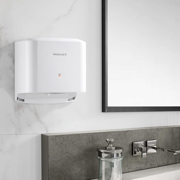 Автоматичний електричний сушар для рук настінний, компактний, для дому та комерційного використання (білий)