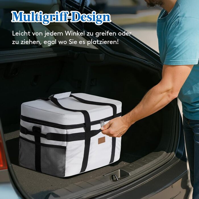 Термосумка-холодильник Lifewit 30л для пікніка, їжі та напоїв (Сріблясто-сіра) - Складана, ізольована сумка-холодильник для роботи, кемпінгу