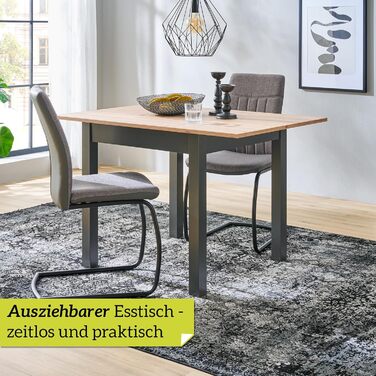 Розсувний обідній стіл Smart 80x80 см, Asteiche, для кухні, розтягується до 120 см, з висувною платформою, на 6 осіб