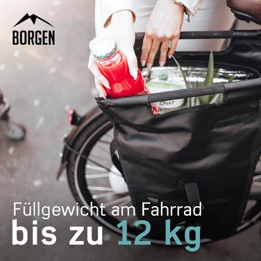 Велосипедна сумка для покупок Borgen для багажної полиці зі знімною охолоджувальною вставкою - може використовуватися як сумка для багажу, сумка для велосипеда, сумка для перенесення 23 літри чорна