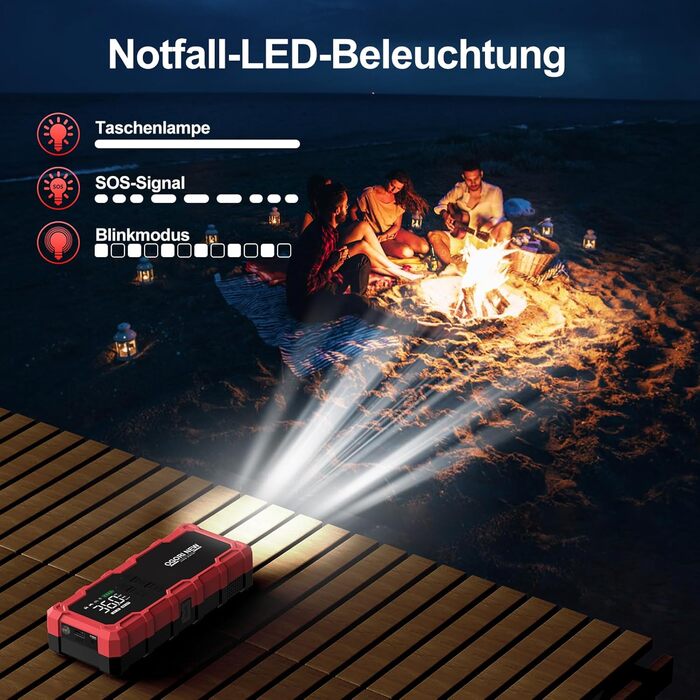 Powerbank для авто Starthilfe 6000A з компресором та LED-ліхтариком, 12V, для 8L бензину/10L дизеля