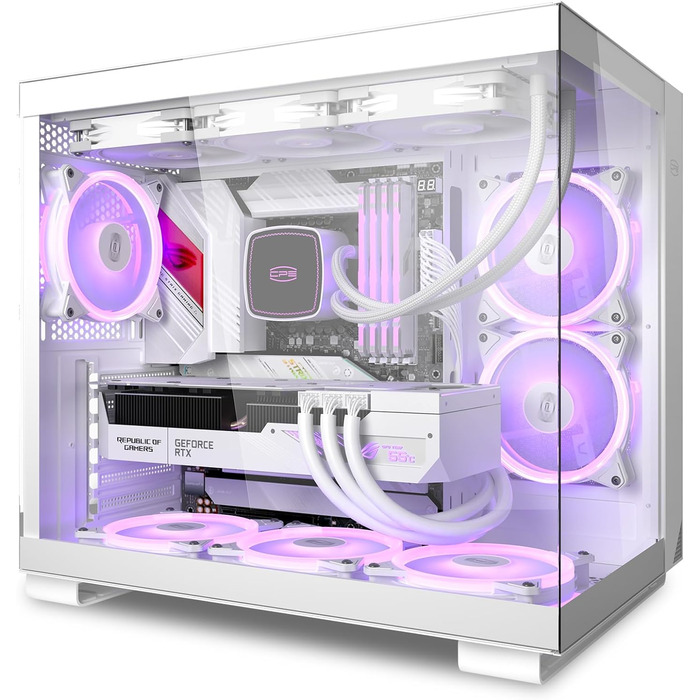 Комп'ютерний корпус ATX PCCOOLER C3T500 ARGB, 6 вентиляторів 120 мм, скляні панелі, безрамний дизайн, сумісний з RTX 40 серією, білий