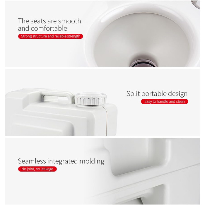 Інноваційна портативна інжекторна туалет Seaflo LIGHTEU 4.75 Gallonen для кемпінгу, дому, трейлера