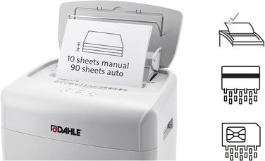 Шредер Dahle ShredMATIC 90 з автоподачею паперу (90 аркушів, P-4, шредер частинами, без масла та обслуговування, автоматичний втягувач) світло-сірий/сірий, рівень безпеки P4, 90 аркушів
