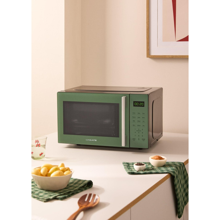 Мікрохвильова піч з грилем Microwave Studio Salbeigrün 20л ретро стиль, 900 Вт, LCD дисплей