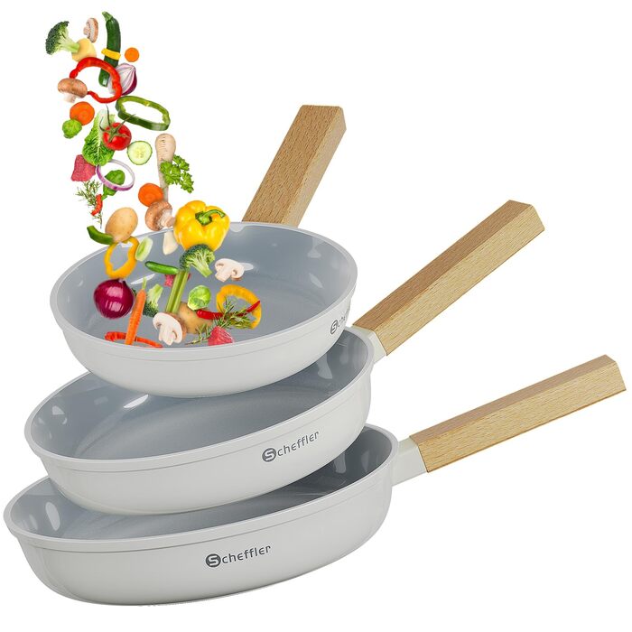 Набір сковорідок Scheffler 20/24/28 см: антипригарне покриття, для всіх плит, включаючи індукційну
