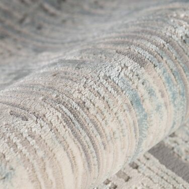 Дизайнерський килимок Mynes Home в бежево-сіро-блакитному кольорі / 80x150 см / 3D вінтажна структура / абстрактна ромбовидна структура / м'який і зносостійкий (80 x 300 см, смугастий бежевий/блакитний)