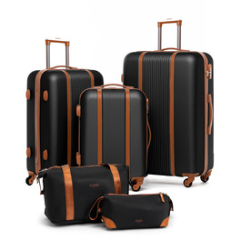 Набір валіз FERGÉ Milano 5-ти частинний (3 розміри) + сумка + органайзер - чорний