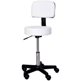 Поворотний табурет HOMCOM Work Stool регульований по висоті зі спинкою для офісу, білий Φ35 x H72-84 см
