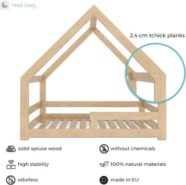 Потрібне ліжко Sleep House Floor Bed 70x140 см без захисту від випадання з димоходом симетричний