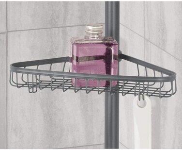 Металева душова Полиця mDesign без свердління-зручна душова кабіна в кутку-висувна душова кабіна для шампуню, кондиціонера і т. д. - з полотенцесушителем- (графіт)