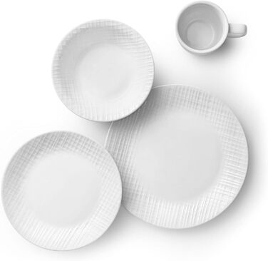 Набір посуду Corelle, лляна тканина, тиснення, 16 шт. , білий