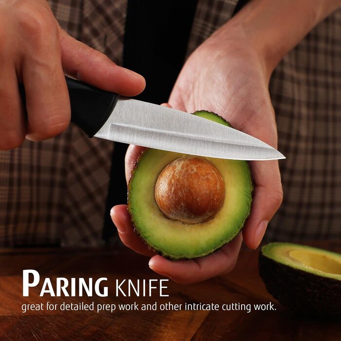 Набір кухонних ножів 7 предметів з бруском, нержавіюча сталь, кухонні ножі з кухонними ножицями, чорний, для професійних кухарів та поціновувачів