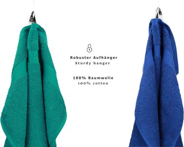 Набір рушників Premium 100 бавовна 2 рушники для душу 4 рушники для рук 2 рушники для гостей 2 рукавички для прання Колір смарагдово-зелений та королівський синій, 10 TLG.