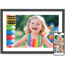 Цифровий фоторамка Frameo 10.1 дюймів: 64GB, 2K сенсорний екран, автоповорот, Frameo App